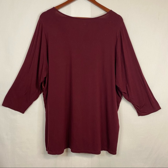 LANE BRYANT Maroon Satin Front Blouse Size 22/24 - Picture 5 of 7